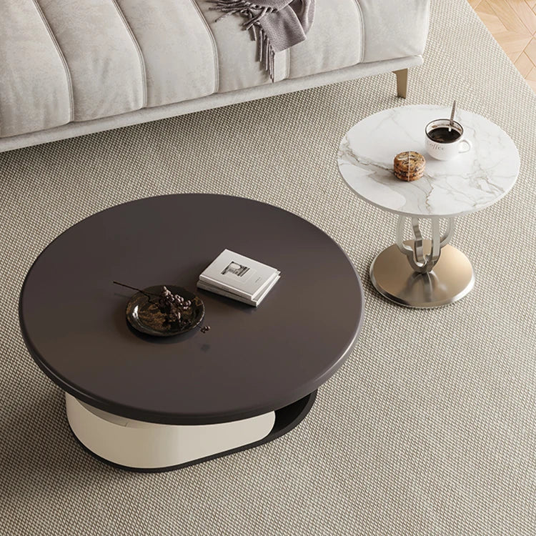 Modern Ceramic Sintered Stone Tea Table with Stainless Steel and Solid Wood Design fhj-4496