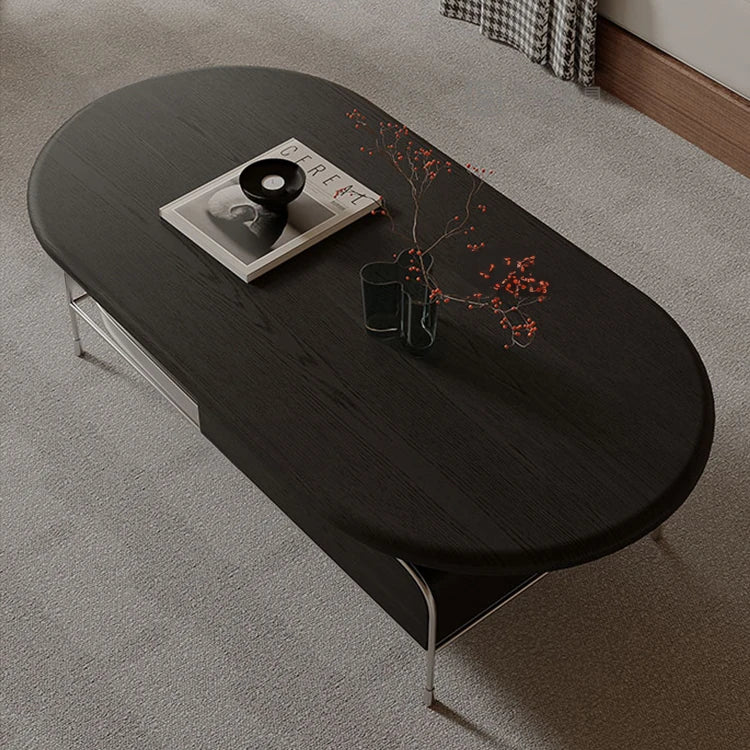 Modern Oval Tea Table with Density Board and Stainless Steel Legs - Sleek and Stylish Design fhj-4497