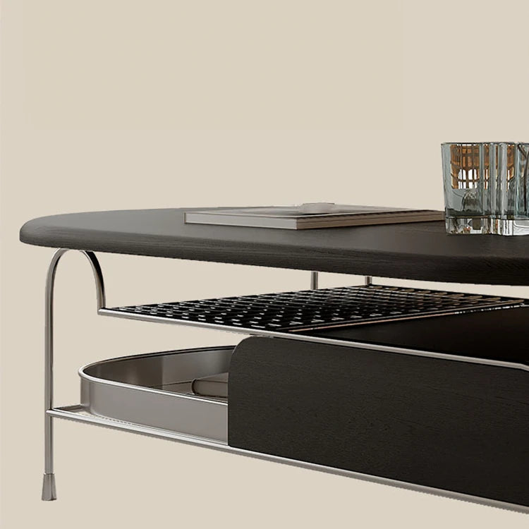 Modern Oval Tea Table with Density Board and Stainless Steel Legs - Sleek and Stylish Design fhj-4497