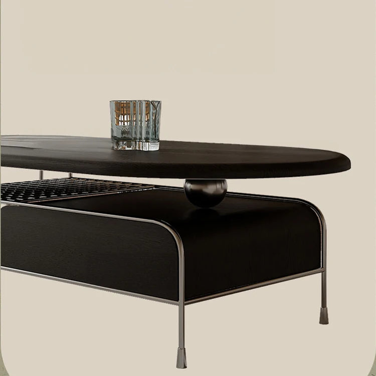 Modern Oval Tea Table with Density Board and Stainless Steel Legs - Sleek and Stylish Design fhj-4497