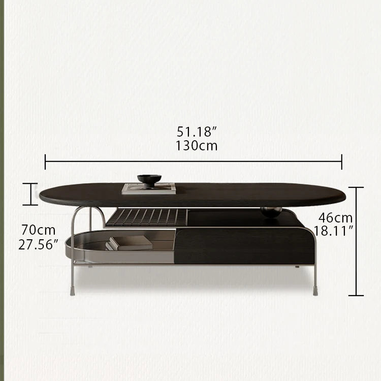 Modern Oval Tea Table with Density Board and Stainless Steel Legs - Sleek and Stylish Design fhj-4497