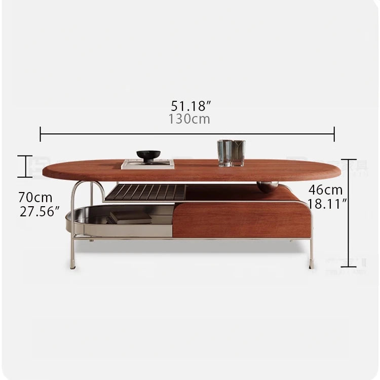 Modern Tea Table with Storage - Stylish MDF and Stainless Steel Design fhj-4498