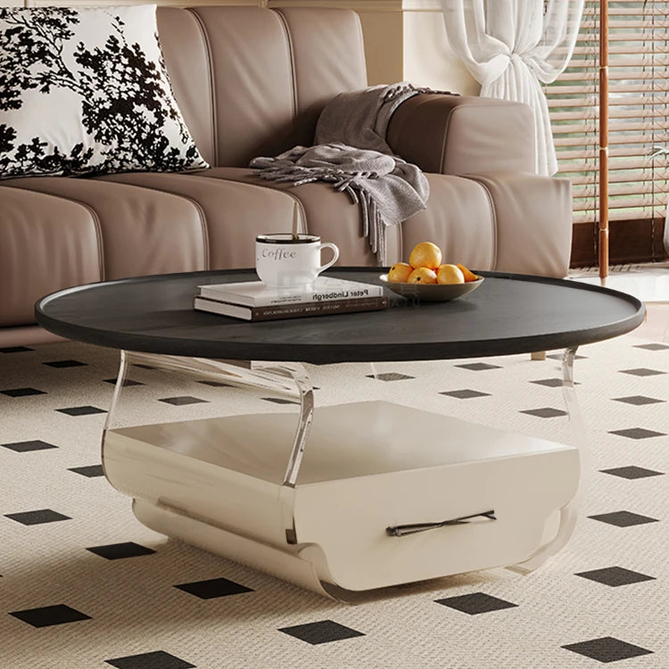 Modern Ceramic Sintered Stone Coffee Table with Stainless Steel & Acrylic Accents fhj-4499