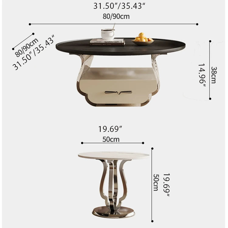 Modern Ceramic Sintered Stone Coffee Table with Stainless Steel & Acrylic Accents fhj-4499