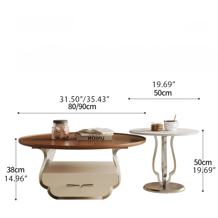 Modern Ceramic Sintered Stone Tea Table with Stainless Steel and Acrylic Design fhj-4500