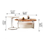 Stylish Round Tea Table with Solid Wood Top and Sleek Stainless Steel Legs fhj-4501