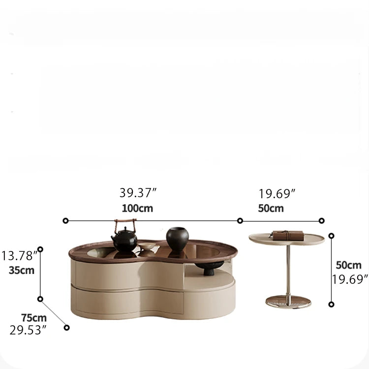 Stylish Solid Wood and Glass Tea Table with Stainless Steel Accents fhj-4503