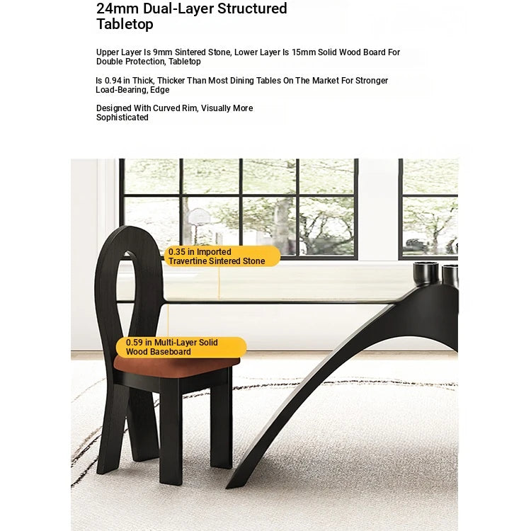 Elegant Ceramic Sintered Stone Multi-layer Dining Table - Modern Design for Stylish Homes fhmj-5027