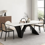 Stylish Ceramic Sintered Stone Dining Table with Modern Black Base - Perfect for Contemporary Home Decor fhmj-5028