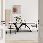 Stylish Ceramic Sintered Stone Dining Table with Modern Black Base - Perfect for Contemporary Home Decor fhmj-5028