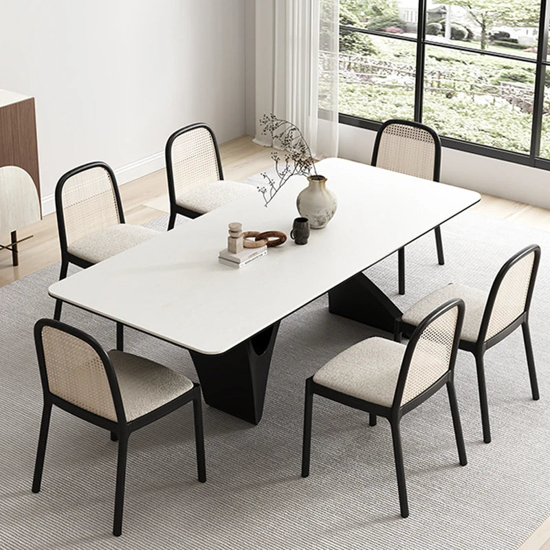 Stylish Ceramic Sintered Stone Dining Table with Modern Black Base - Perfect for Contemporary Home Decor fhmj-5028