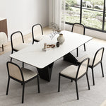 Stylish Ceramic Sintered Stone Dining Table with Modern Black Base - Perfect for Contemporary Home Decor fhmj-5028