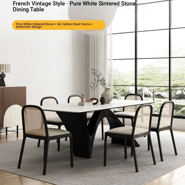 Stylish Ceramic Sintered Stone Dining Table with Modern Black Base - Perfect for Contemporary Home Decor fhmj-5028