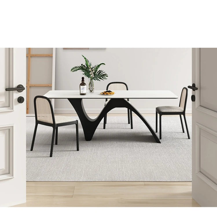 Stylish Ceramic Sintered Stone Dining Table with Modern Black Base - Perfect for Contemporary Home Decor fhmj-5028