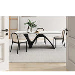 Stylish Ceramic Sintered Stone Dining Table with Modern Black Base - Perfect for Contemporary Home Decor fhmj-5028