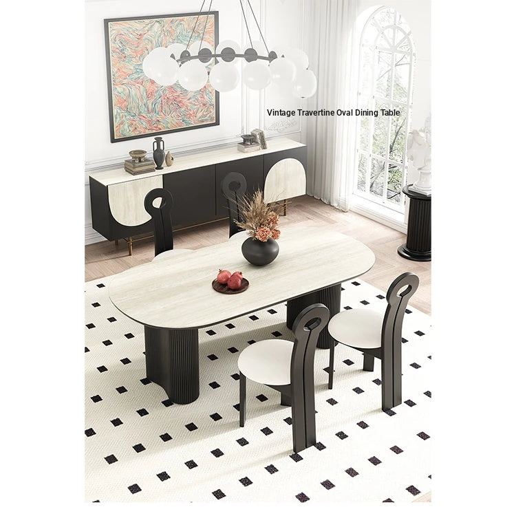Stylish Oval Ceramic Sintered Stone Dining Table - Modern Multi-Layer Design for Elegant Interiors fhmj-5029
