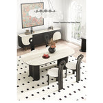 Stylish Oval Ceramic Sintered Stone Dining Table - Modern Multi-Layer Design for Elegant Interiors fhmj-5029