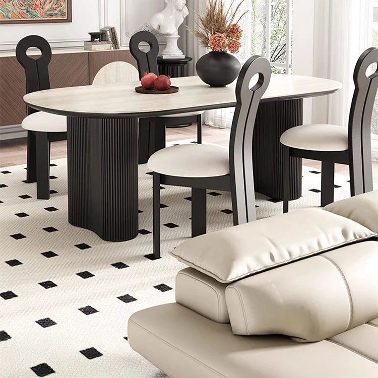 Stylish Oval Ceramic Sintered Stone Dining Table - Modern Multi-Layer Design for Elegant Interiors fhmj-5029