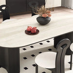 Stylish Oval Ceramic Sintered Stone Dining Table - Modern Multi-Layer Design for Elegant Interiors fhmj-5029