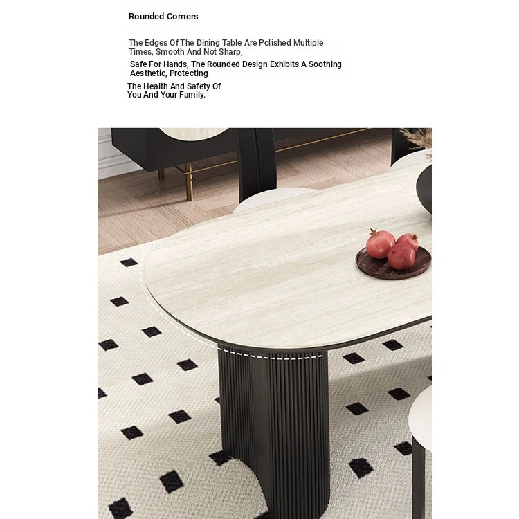Stylish Oval Ceramic Sintered Stone Dining Table - Modern Multi-Layer Design for Elegant Interiors fhmj-5029