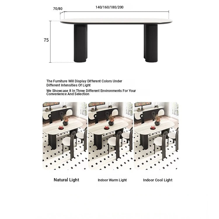 Stylish Oval Ceramic Sintered Stone Dining Table - Modern Multi-Layer Design for Elegant Interiors fhmj-5029