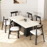 Elegant Ash Wood Table with Ceramic Sintered Stone Top - Modern Multi-Layer Design for Dining or Workspace fhmj-5030