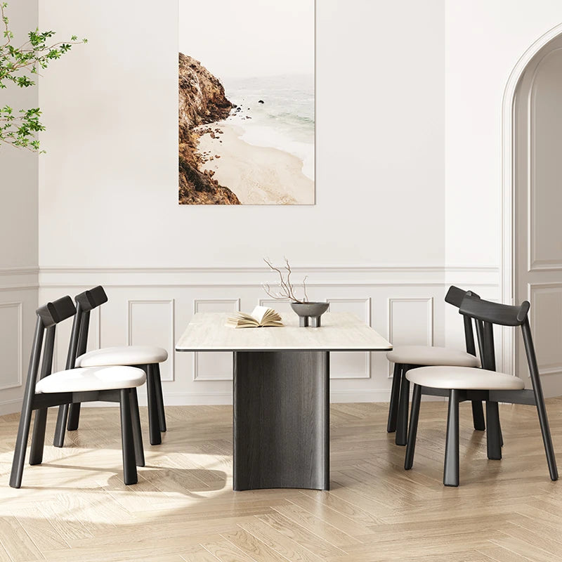 Elegant Ash Wood Table with Ceramic Sintered Stone Top - Modern Multi-Layer Design for Dining or Workspace fhmj-5030