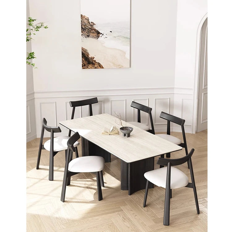 Elegant Ash Wood Table with Ceramic Sintered Stone Top - Modern Multi-Layer Design for Dining or Workspace fhmj-5030