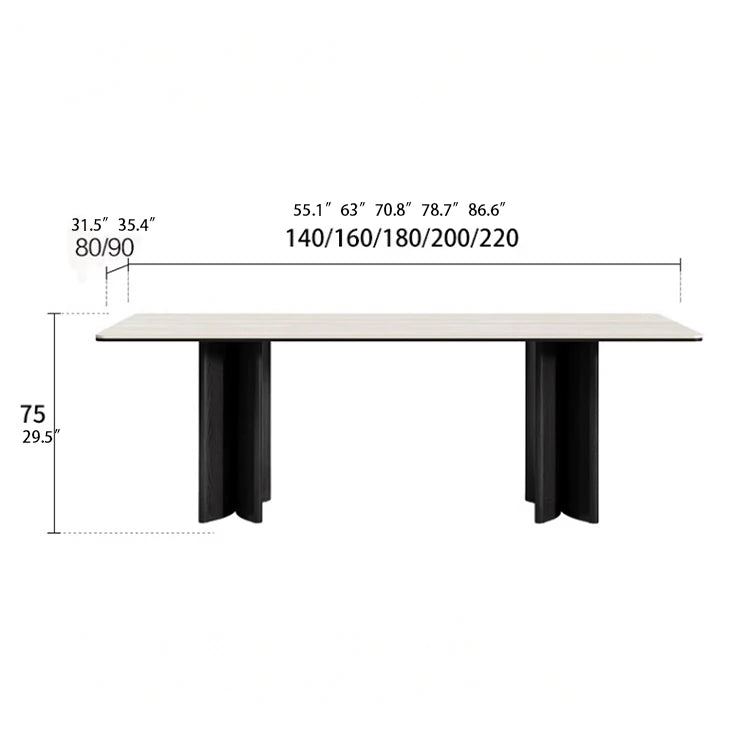 Elegant Ash Wood Table with Ceramic Sintered Stone Top - Modern Multi-Layer Design for Dining or Workspace fhmj-5030