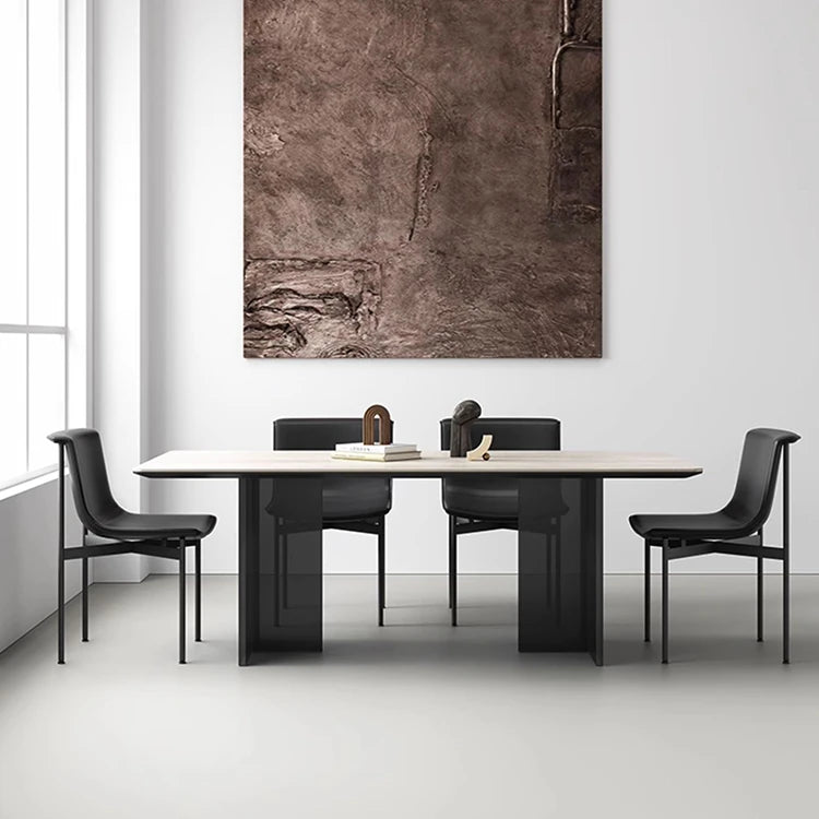 Elegant Ceramic Sintered Stone Dining Table with Multi-Layer Board and Acrylic Finish - Modern Design for Stylish Interiors fhmj-5031
