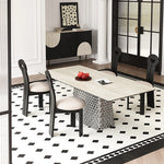 Stylish Ceramic Sintered Stone Multi-layer Dining Table with Unique Stainless Base - Perfect for Modern Interiors! fhmj-5032