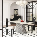 Stylish Ceramic Sintered Stone Multi-layer Dining Table with Unique Stainless Base - Perfect for Modern Interiors! fhmj-5032