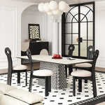 Stylish Ceramic Sintered Stone Multi-layer Dining Table with Unique Stainless Base - Perfect for Modern Interiors! fhmj-5032