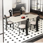 Stylish Ceramic Sintered Stone Multi-layer Dining Table with Unique Stainless Base - Perfect for Modern Interiors! fhmj-5032