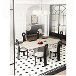 Stylish Ceramic Sintered Stone Multi-layer Dining Table with Unique Stainless Base - Perfect for Modern Interiors! fhmj-5032