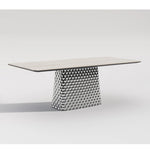 Stylish Ceramic Sintered Stone Multi-layer Dining Table with Unique Stainless Base - Perfect for Modern Interiors! fhmj-5032