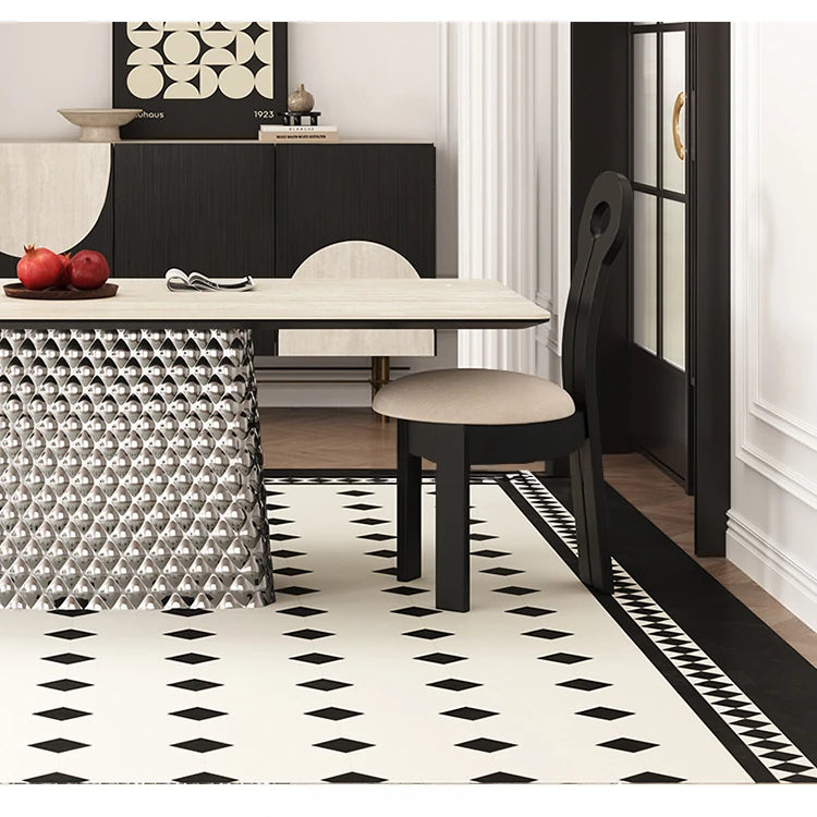 Stylish Ceramic Sintered Stone Multi-layer Dining Table with Unique Stainless Base - Perfect for Modern Interiors! fhmj-5032