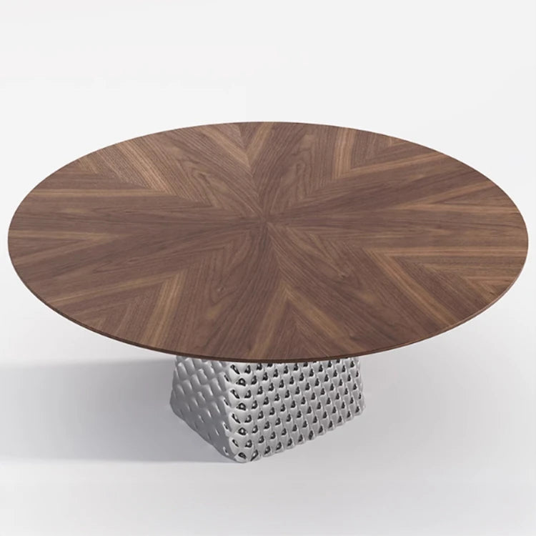 Stylish Multi-Layer Board Stainless Aluminum Alloy Round Dining Table – Modern Elegance for Your Home fhmj-5033