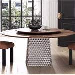 Stylish Multi-Layer Board Stainless Aluminum Alloy Round Dining Table – Modern Elegance for Your Home fhmj-5033