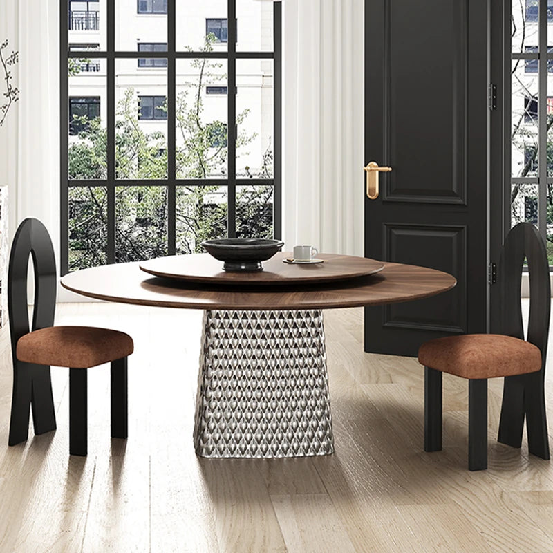 Stylish Multi-Layer Board Stainless Aluminum Alloy Round Dining Table – Modern Elegance for Your Home fhmj-5033