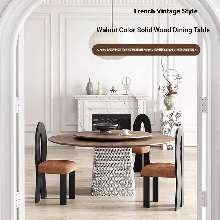 Stylish Multi-Layer Board Stainless Aluminum Alloy Round Dining Table – Modern Elegance for Your Home fhmj-5033