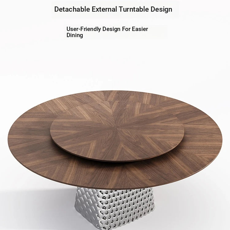 Stylish Multi-Layer Board Stainless Aluminum Alloy Round Dining Table – Modern Elegance for Your Home fhmj-5033