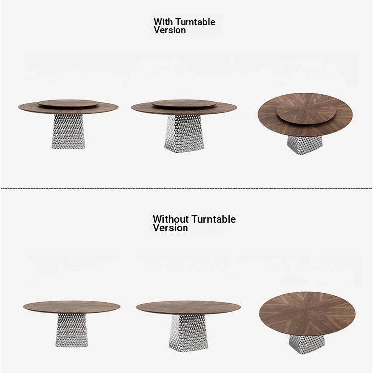 Stylish Multi-Layer Board Stainless Aluminum Alloy Round Dining Table – Modern Elegance for Your Home fhmj-5033