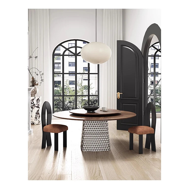 Stylish Multi-Layer Board Stainless Aluminum Alloy Round Dining Table – Modern Elegance for Your Home fhmj-5033