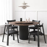 Modern Ash Wood Round Dining Table with Multi-Layer Board and Aluminum Alloy Base – Stylish & Durable Design for Your Home fhmj-5035