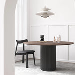 Modern Ash Wood Round Dining Table with Multi-Layer Board and Aluminum Alloy Base – Stylish & Durable Design for Your Home fhmj-5035