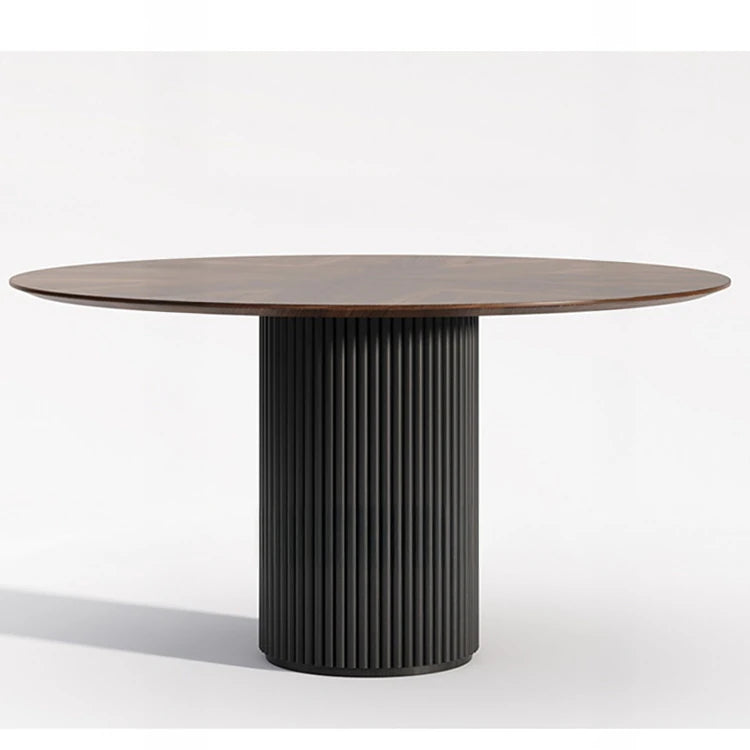 Modern Ash Wood Round Dining Table with Multi-Layer Board and Aluminum Alloy Base – Stylish & Durable Design for Your Home fhmj-5035