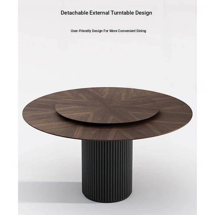 Modern Ash Wood Round Dining Table with Multi-Layer Board and Aluminum Alloy Base – Stylish & Durable Design for Your Home fhmj-5035