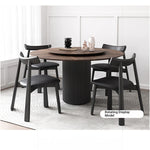 Modern Ash Wood Round Dining Table with Multi-Layer Board and Aluminum Alloy Base – Stylish & Durable Design for Your Home fhmj-5035