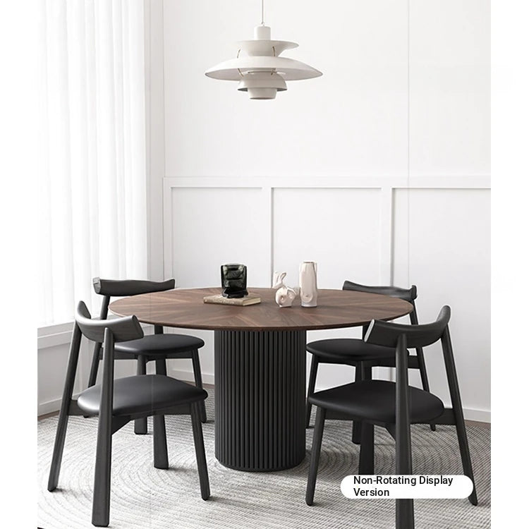Modern Ash Wood Round Dining Table with Multi-Layer Board and Aluminum Alloy Base – Stylish & Durable Design for Your Home fhmj-5035
